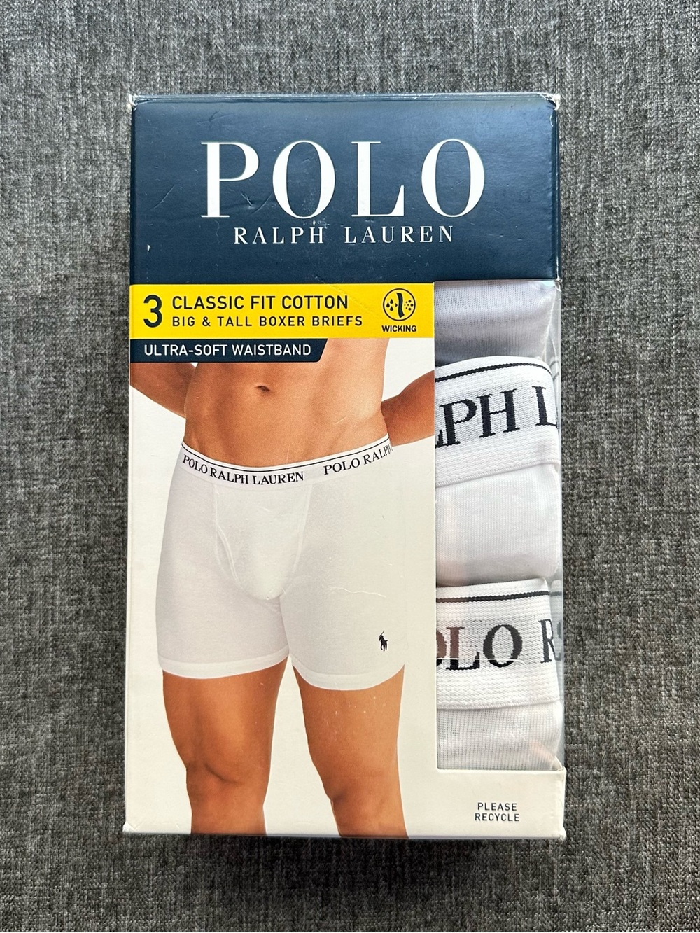 NWT Polo Ralph Lauren 3 Classic Fit Cotton Big & Tall Boxer Briefs NXB2P3 White